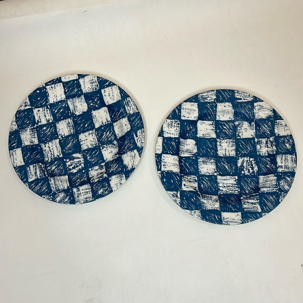 Sakura Blue Note Port Of Call 8 Inch Salad Side Plate Blue White Textured Set 2